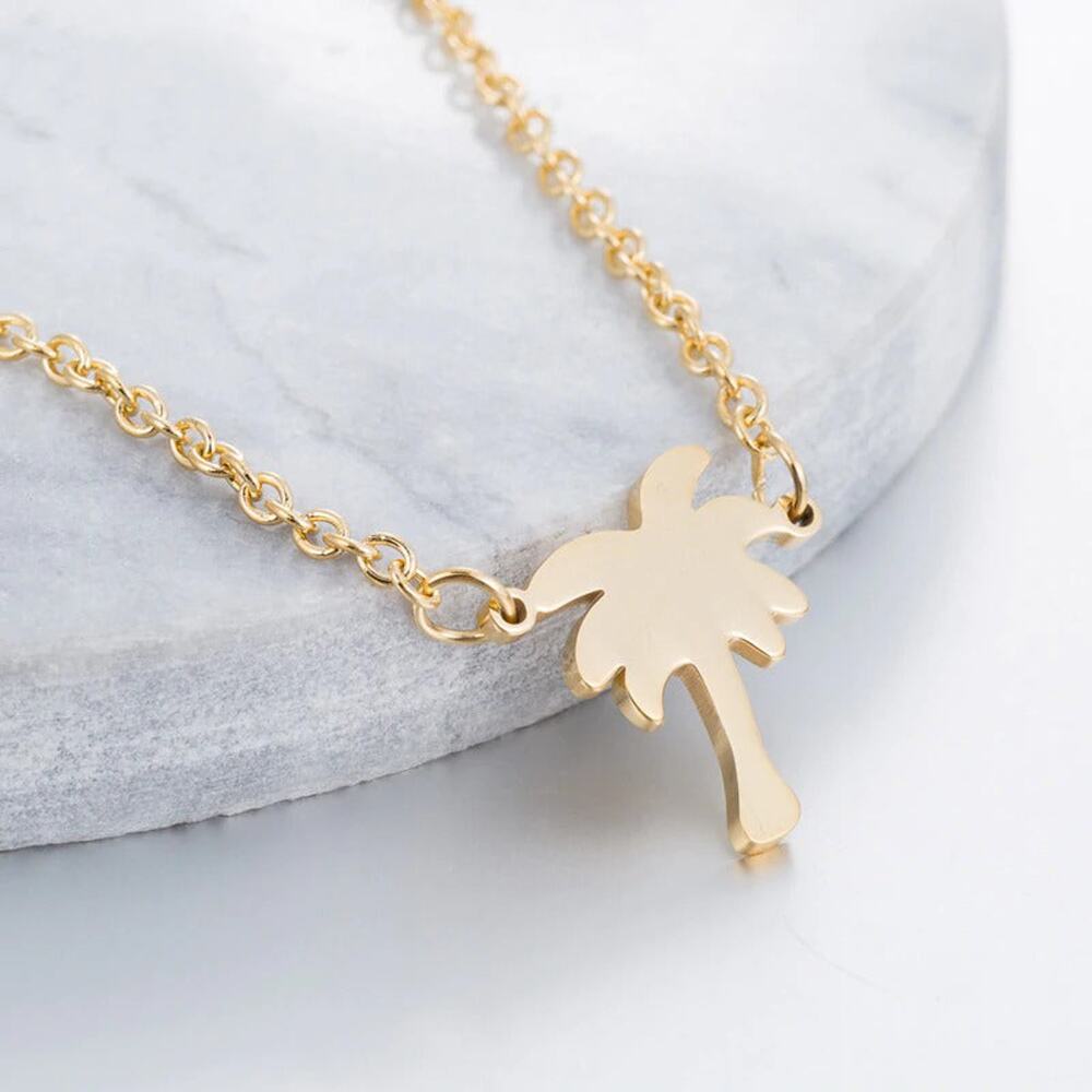 Palm Tree Gold Dainty Necklace